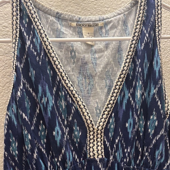 Lucky Brand Navy and White Geometric Midi Dress - Picture 2 of 4